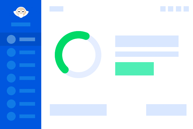 鲁大师硬件检测：侧栏导航与主界面仪表盘示意